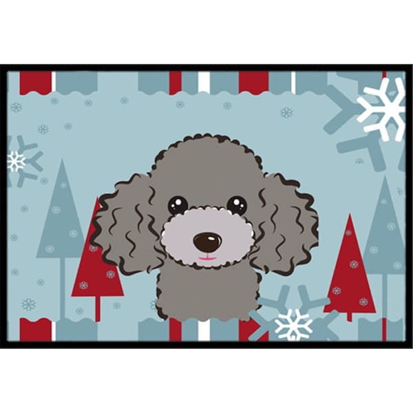 Carolines Treasures Winter Holiday Silver Gray Poodle Indoor and Outdoor Mat- 18 x 27 in. BB1755MAT - main